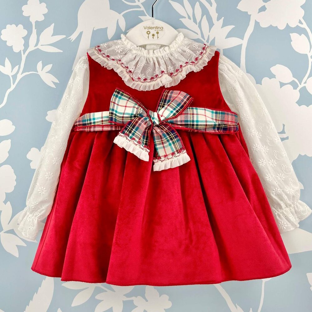 Red Velvet Dress and Shirt Set, sizes NB to 6Y, 50% off BOUTIQUE CLEARANCE
